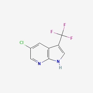 molecular formula C8H4ClF3N2 B11881245 5-Chloro-3-(trifluoromethyl)-1H-pyrrolo[2,3-b]pyridine CAS No. 1256809-31-0