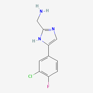 molecular formula C10H9ClFN3 B11881638 (5-(3-Chloro-4-fluorophenyl)-1H-imidazol-2-yl)methanamine 