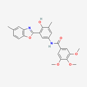 molecular formula C25H24N2O6 B1188173 N-[4-hydroxy-3-methyl-5-(5-methyl-1,3-benzoxazol-2-yl)phenyl]-3,4,5-trimethoxybenzamide 
