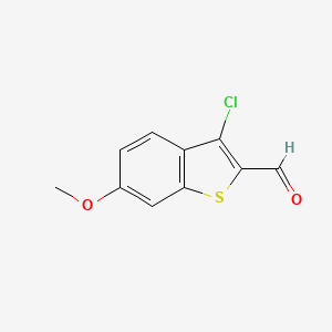 molecular formula C10H7ClO2S B11882781 3-Chloro-6-methoxybenzo[b]thiophene-2-carbaldehyde 