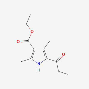 molecular formula C12H17NO3 B11882799 2,4-Dimethyl-5-(1-oxopropyl)1H-pyrrole-3-carboxylic acid ethyl ester CAS No. 78956-69-1