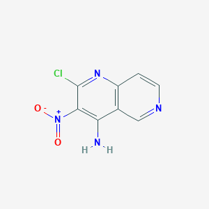 molecular formula C8H5ClN4O2 B11882842 2-Chloro-3-nitro-1,6-naphthyridin-4-amine CAS No. 87992-37-8