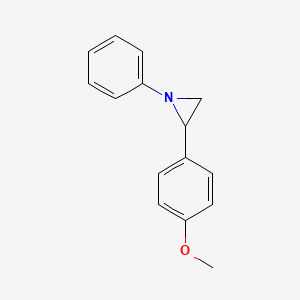 molecular formula C15H15NO B11883003 2-(4-Methoxyphenyl)-1-phenylaziridine CAS No. 64222-54-4