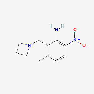 molecular formula C11H15N3O2 B11883107 Benzenamine, 2-(1-azetidinylmethyl)-3-methyl-6-nitro- CAS No. 189383-10-6