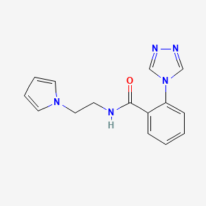 molecular formula C15H15N5O B1188343 N-[2-(1H-pyrrol-1-yl)ethyl]-2-(4H-1,2,4-triazol-4-yl)benzamide 