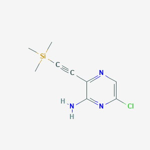 molecular formula C9H12ClN3Si B11884000 6-Chloro-3-((trimethylsilyl)ethynyl)pyrazin-2-amine 