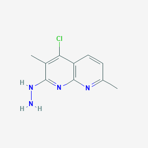 molecular formula C10H11ClN4 B11884370 4-Chloro-2-hydrazinyl-3,7-dimethyl-1,8-naphthyridine CAS No. 874825-73-7
