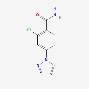 molecular formula C10H8ClN3O B11884662 2-Chloro-4-(1H-pyrazol-1-yl)benzamide 