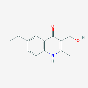 molecular formula C13H15NO2 B11884777 6-Ethyl-3-(hydroxymethyl)-2-methylquinolin-4-ol 