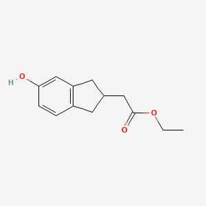 molecular formula C13H16O3 B11885958 Ethyl 2-(5-hydroxy-2,3-dihydro-1H-inden-2-yl)acetate CAS No. 402933-35-1