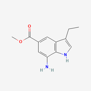 molecular formula C12H14N2O2 B11886658 Methyl 7-amino-3-ethyl-1H-indole-5-carboxylate 