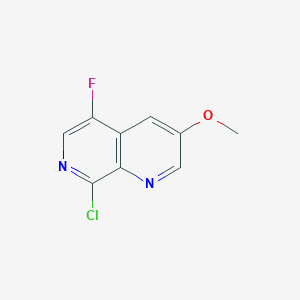 molecular formula C9H6ClFN2O B11887142 8-Chloro-5-fluoro-3-methoxy-1,7-naphthyridine 