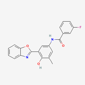 molecular formula C21H15FN2O3 B1188772 N-[3-(1,3-benzoxazol-2-yl)-4-hydroxy-5-methylphenyl]-3-fluorobenzamide 