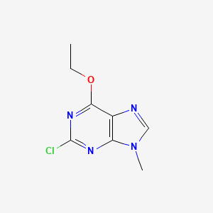 molecular formula C8H9ClN4O B11888445 2-Chloro-6-ethoxy-9-methyl-9H-purine 