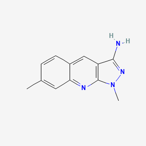 molecular formula C12H12N4 B11888489 1,7-Dimethyl-1H-pyrazolo[3,4-b]quinolin-3-amine 