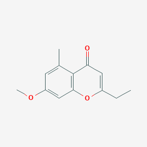 molecular formula C13H14O3 B11888670 2-Ethyl-7-methoxy-5-methyl-4H-1-benzopyran-4-one CAS No. 62036-45-7