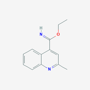 molecular formula C13H14N2O B11888773 Ethyl 2-methylquinoline-4-carbimidate 