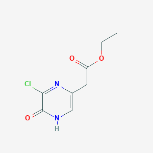 molecular formula C8H9ClN2O3 B11888932 Ethyl 2-(6-chloro-5-oxo-4,5-dihydropyrazin-2-yl)acetate CAS No. 435345-05-4