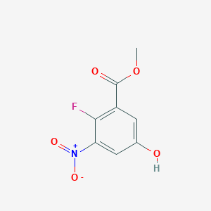 molecular formula C8H6FNO5 B11888968 Methyl 2-fluoro-5-hydroxy-3-nitrobenzoate 