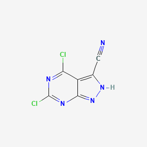 molecular formula C6HCl2N5 B11888993 4,6-Dichloro-1H-pyrazolo[3,4-d]pyrimidine-3-carbonitrile 