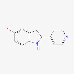 molecular formula C13H11FN2 B11890222 5-Fluoro-2-(pyridin-4-yl)indoline 