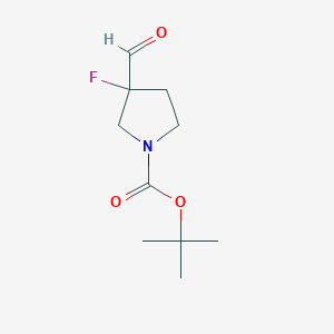 molecular formula C10H16FNO3 B11890227 Tert-butyl 3-fluoro-3-formylpyrrolidine-1-carboxylate 