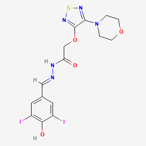 molecular formula C15H15I2N5O4S B1189062 N'-[(E)-(4-hydroxy-3,5-diiodophenyl)methylidene]-2-{[4-(morpholin-4-yl)-1,2,5-thiadiazol-3-yl]oxy}acetohydrazide 