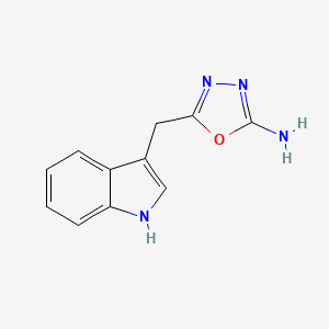 molecular formula C11H10N4O B11890763 5-((1H-indol-3-yl)methyl)-1,3,4-oxadiazol-2-amine CAS No. 153595-95-0