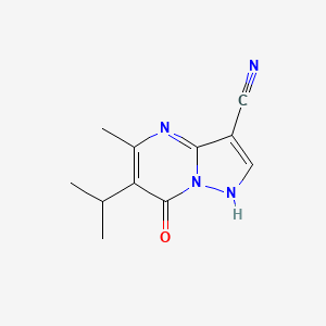 molecular formula C11H12N4O B11891224 6-Isopropyl-5-methyl-7-oxo-4,7-dihydropyrazolo[1,5-a]pyrimidine-3-carbonitrile 