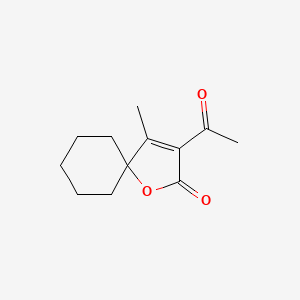 molecular formula C12H16O3 B11891333 3-Acetyl-4-methyl-1-oxaspiro[4.5]dec-3-en-2-one CAS No. 50367-12-9