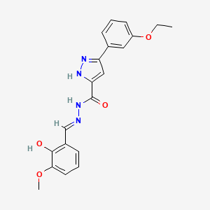 molecular formula C20H20N4O4 B1189150 3-(3-ethoxyphenyl)-N'-(2-hydroxy-3-methoxybenzylidene)-1H-pyrazole-5-carbohydrazide 