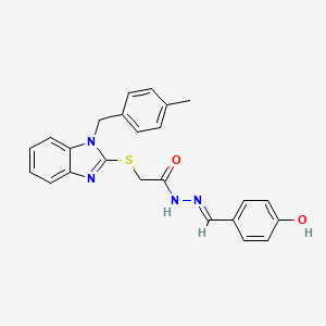 molecular formula C24H22N4O2S B1189155 N'-(4-hydroxybenzylidene)-2-{[1-(4-methylbenzyl)-1H-benzimidazol-2-yl]sulfanyl}acetohydrazide 