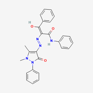 molecular formula C26H23N5O3 B1189173 2-[(1,5-dimethyl-3-oxo-2-phenyl-2,3-dihydro-1H-pyrazol-4-yl)hydrazono]-3-oxo-N,3-diphenylpropanamide 