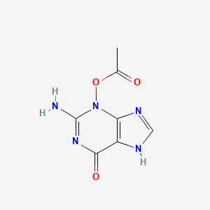 molecular formula C7H7N5O3 B11892280 Acetic acid, 2-amino-6,9-dihydro-6-oxo-3H-purin-3-yl ester CAS No. 72553-23-2