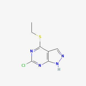 molecular formula C7H7ClN4S B11892435 6-Chloro-4-(ethylsulfanyl)-1h-pyrazolo[3,4-d]pyrimidine CAS No. 5417-80-1