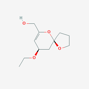 molecular formula C11H18O4 B11892513 ((5R,9R)-9-Ethoxy-1,6-dioxaspiro[4.5]dec-7-en-7-yl)methanol 