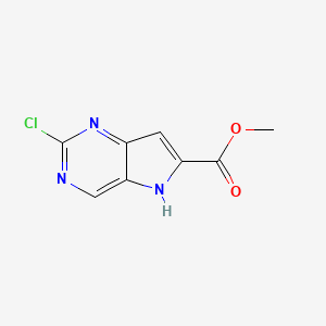 molecular formula C8H6ClN3O2 B11892567 Methyl 2-chloro-5H-pyrrolo[3,2-d]pyrimidine-6-carboxylate 