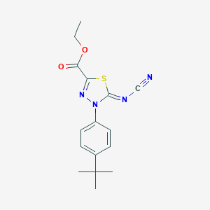 molecular formula C16H18N4O2S B118928 Ethyl 4-(4-tert-butylphenyl)-5-cyanoimino-1,3,4-thiadiazole-2-carboxylate CAS No. 148367-92-4