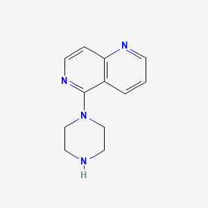 molecular formula C12H14N4 B11892834 5-(Piperazin-1-yl)-1,6-naphthyridine 