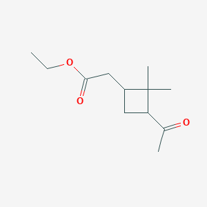 molecular formula C12H20O3 B11892933 Ethyl 2-(3-acetyl-2,2-dimethylcyclobutyl)acetate 