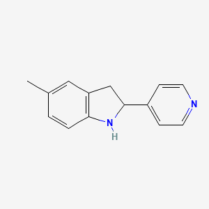 molecular formula C14H14N2 B11892976 5-Methyl-2-(pyridin-4-yl)indoline 