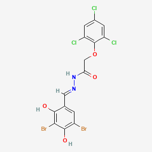 molecular formula C15H9Br2Cl3N2O4 B1189332 N'-(3,5-dibromo-2,4-dihydroxybenzylidene)-2-(2,4,6-trichlorophenoxy)acetohydrazide 
