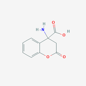 molecular formula C10H9NO4 B11893371 4-Amino-2-oxo-3,4-dihydro-2H-1-benzopyran-4-carboxylic acid CAS No. 442856-11-3