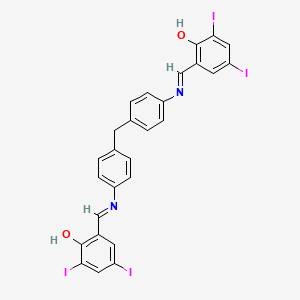 molecular formula C27H18I4N2O2 B1189342 2-{[(4-{4-[(2-Hydroxy-3,5-diiodobenzylidene)amino]benzyl}phenyl)imino]methyl}-4,6-diiodophenol 