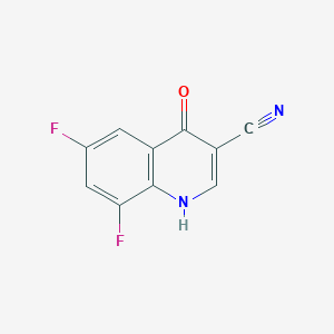 molecular formula C10H4F2N2O B11893902 3-Quinolinecarbonitrile, 6,8-difluoro-4-hydroxy- CAS No. 61338-23-6
