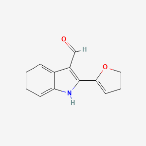 molecular formula C13H9NO2 B11893982 1H-Indole-3-carboxaldehyde, 2-(2-furanyl)- CAS No. 61726-88-3