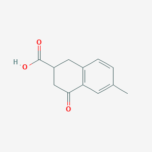 molecular formula C12H12O3 B11894696 6-Methyl-4-oxo-1,2,3,4-tetrahydronaphthalene-2-carboxylic acid CAS No. 33448-17-8