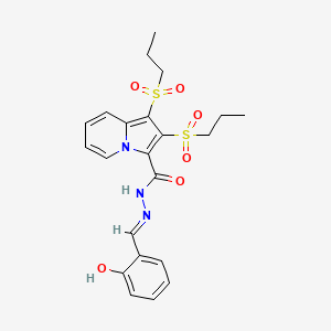 molecular formula C22H25N3O6S2 B1189514 N'-(2-hydroxybenzylidene)-1,2-bis(propylsulfonyl)-3-indolizinecarbohydrazide 