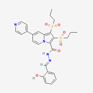 molecular formula C27H28N4O6S2 B1189534 N'-(2-hydroxybenzylidene)-1,2-bis(propylsulfonyl)-7-(4-pyridinyl)-3-indolizinecarbohydrazide 