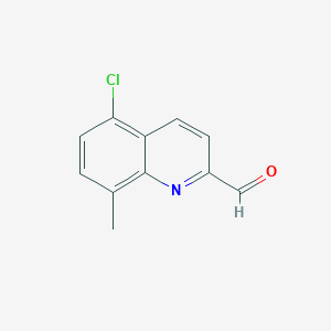 molecular formula C11H8ClNO B11895465 5-Chloro-8-methylquinoline-2-carbaldehyde 